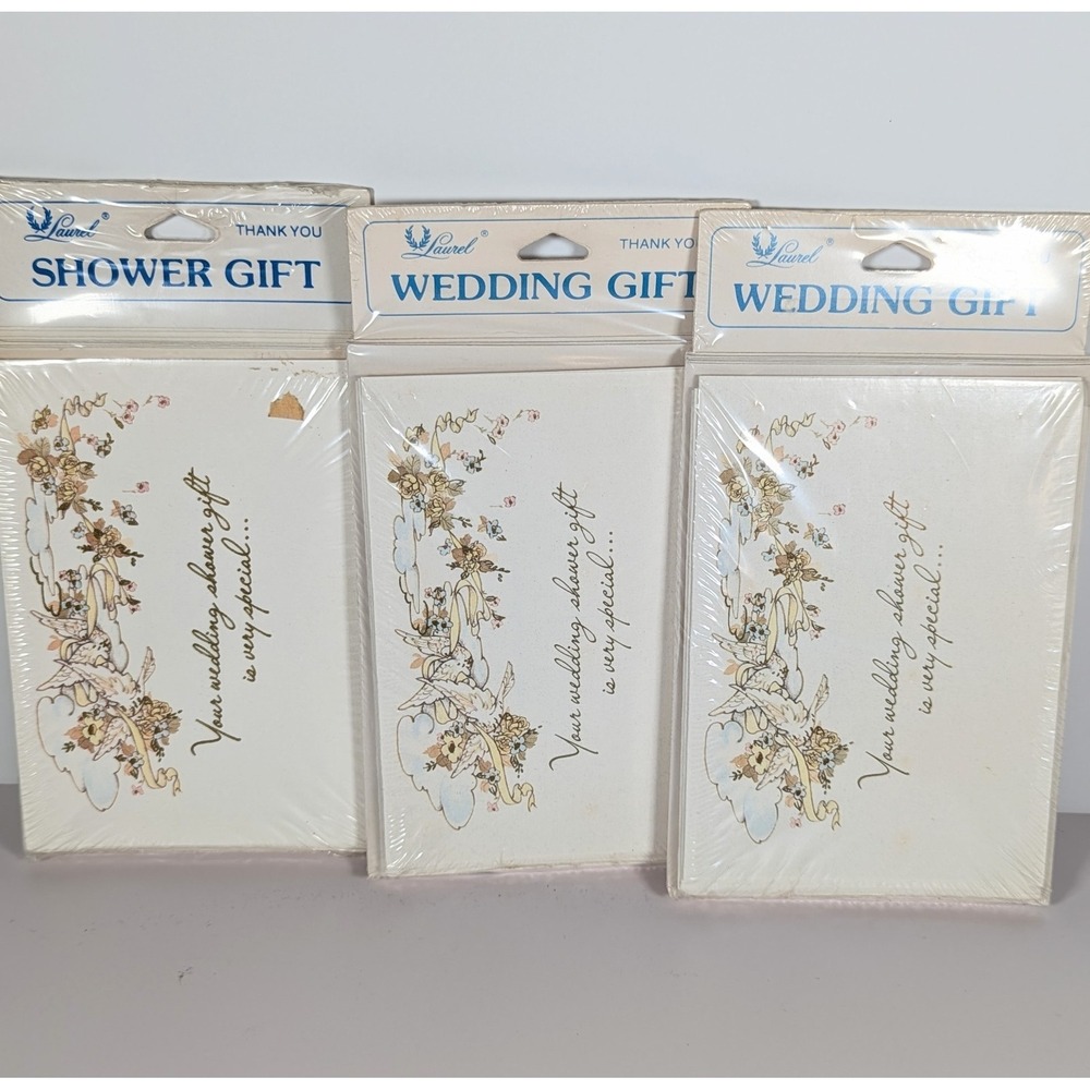 24 Vtg Bridal Wedding Shower Thank You Cards Notes w/Env (3 pks of 8) NOS Sealed